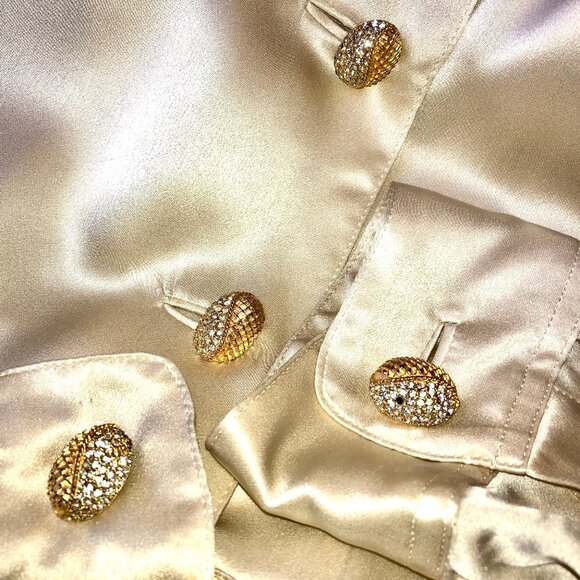 Anne Pinkerton Vintage 8O’s Korea Silk Button Down Blouse Shirt OVERSIZED - Picture 11 of 13